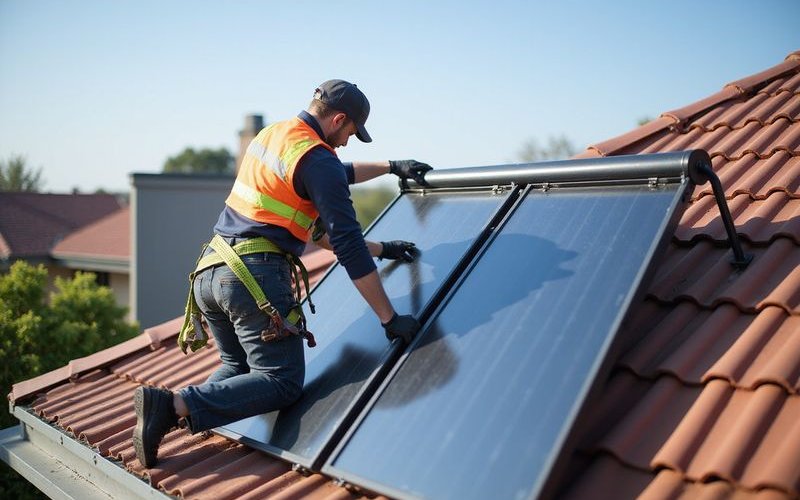 Solar hot water collectors installed on Perth home roof