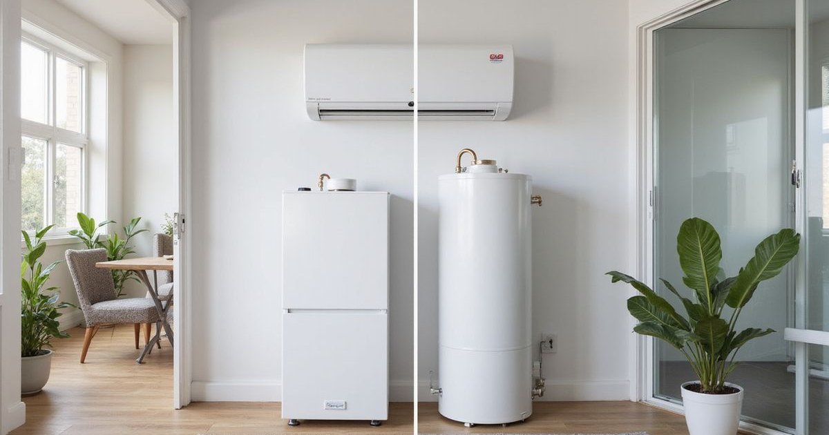 Side by side comparison of heat pump and gas hot water systems