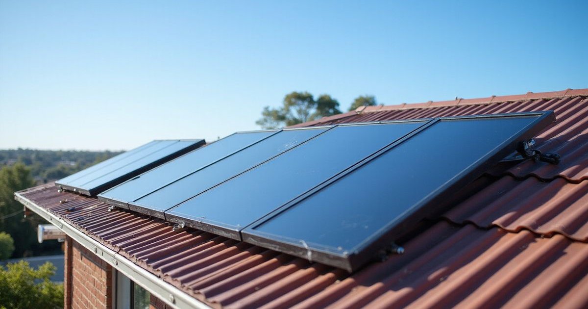 Solar hot water panels on Perth home roof